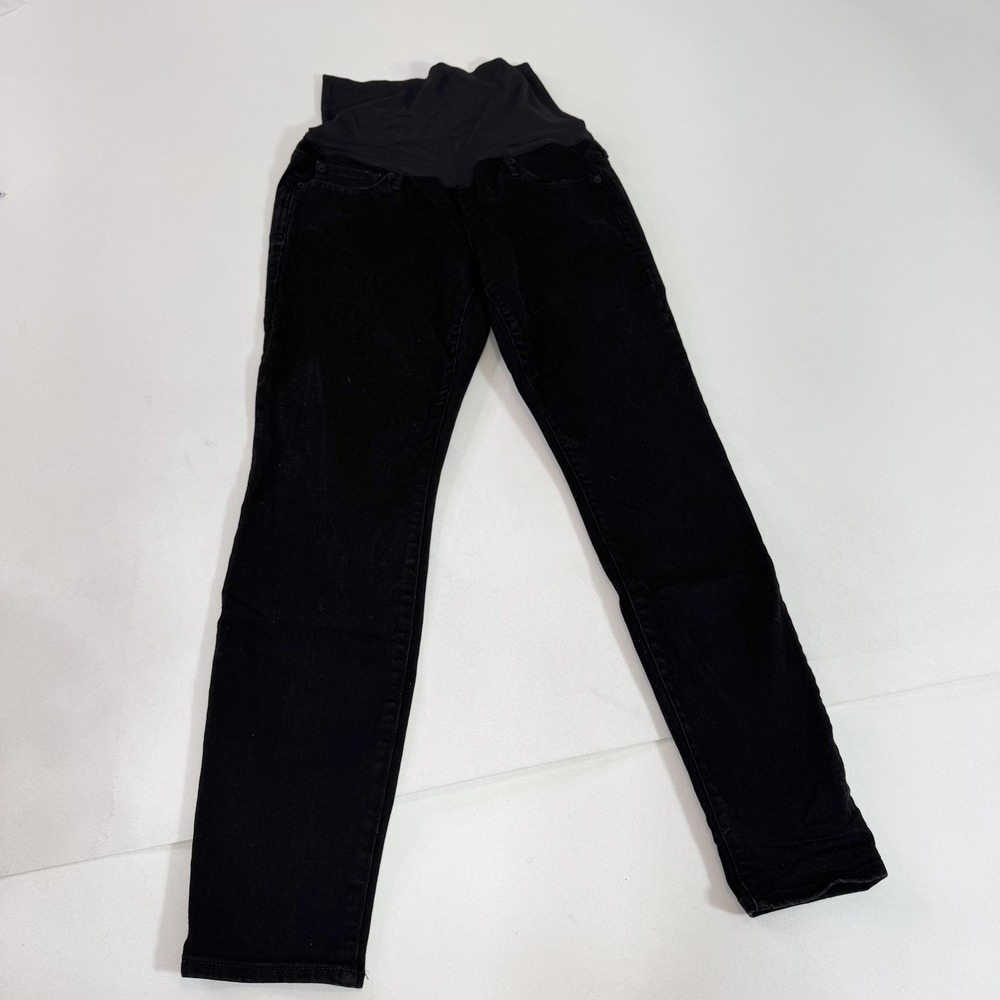 Gap 1969 Maternity Jeans Womens 28 Black True Skinny Full Panel Stretch Denim